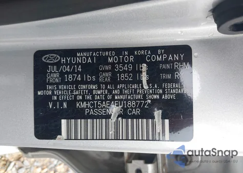 2014 Hyundai Accent Gs from USA, damaged, VIN KMHCT5AE4EU188772